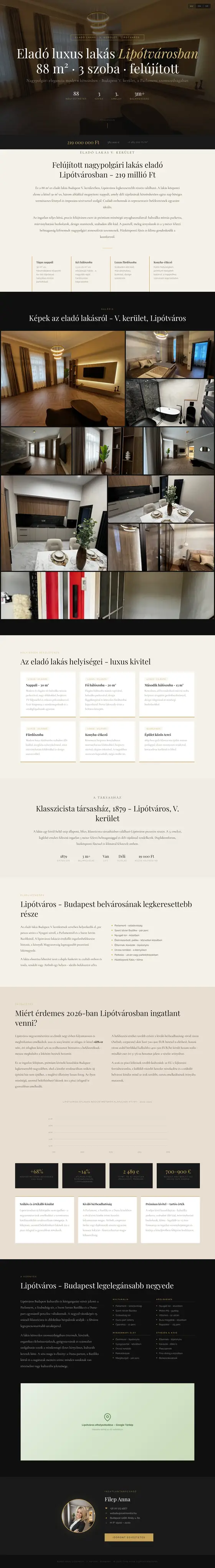 Bemutató weboldal minta: V. kerület, Báthory utca